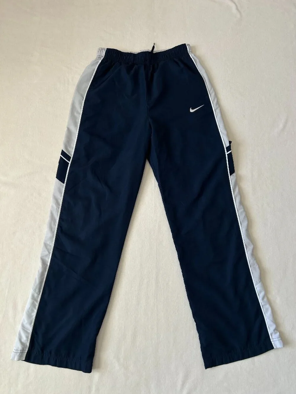 Vintage Nike Navy Blue Track Pants with White Stripe